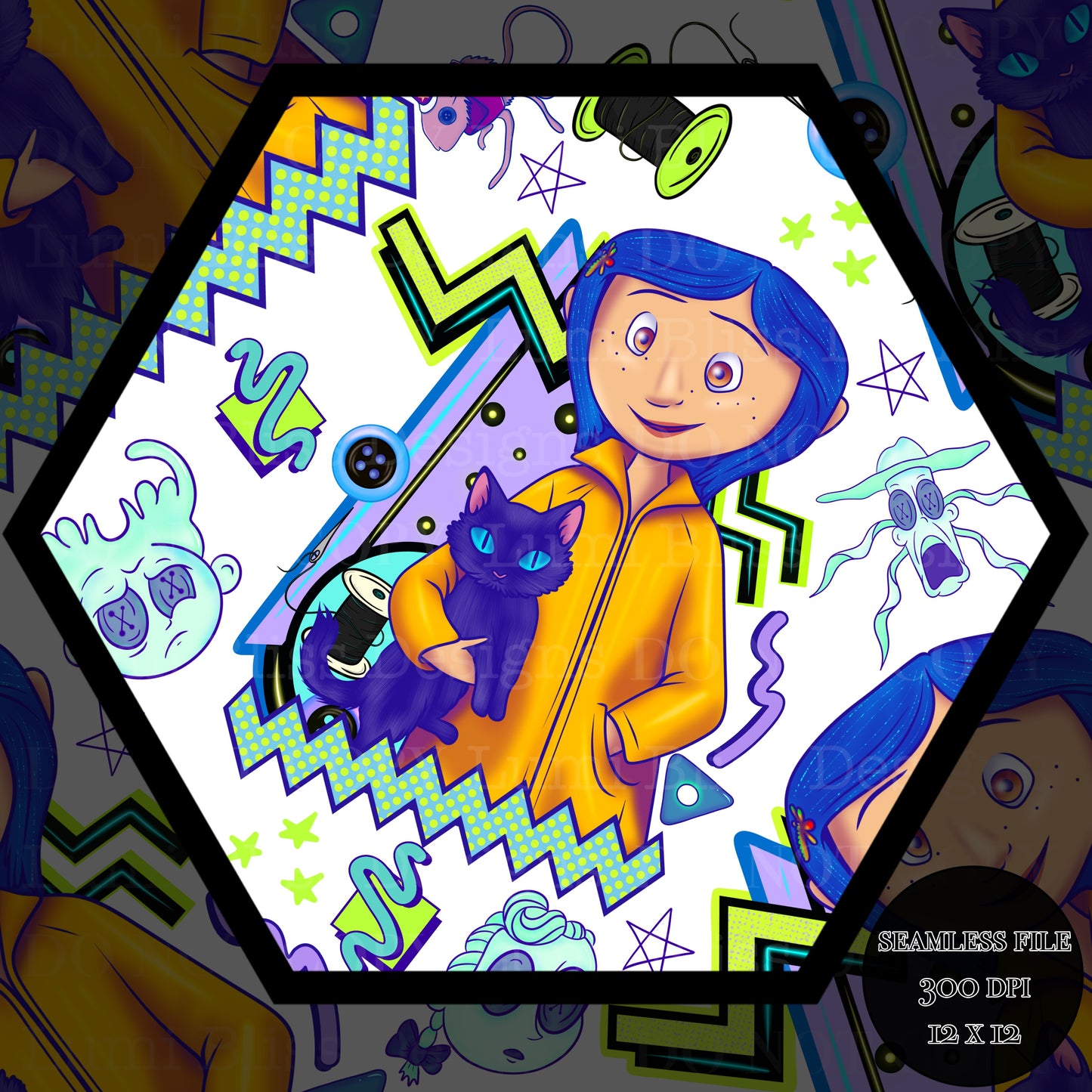 Blue hair girl Seamless