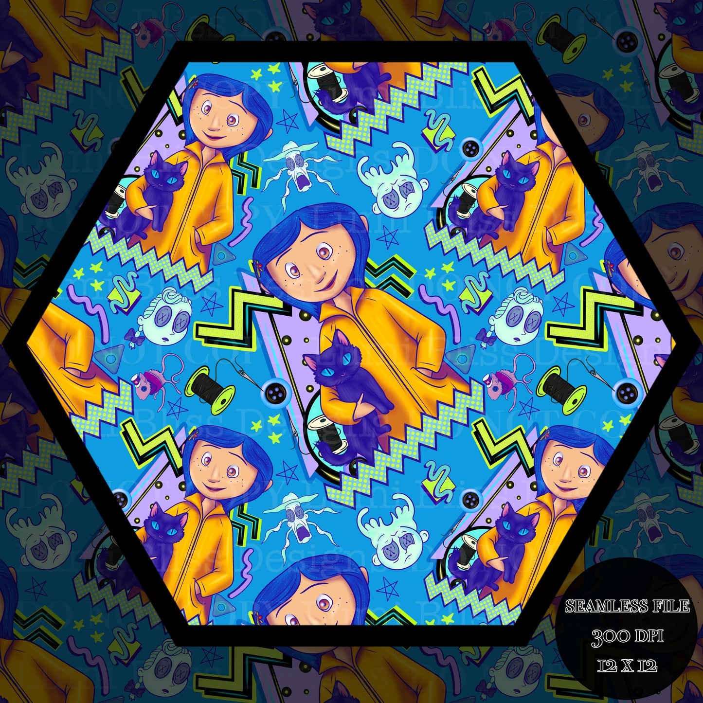 Blue hair girl Seamless