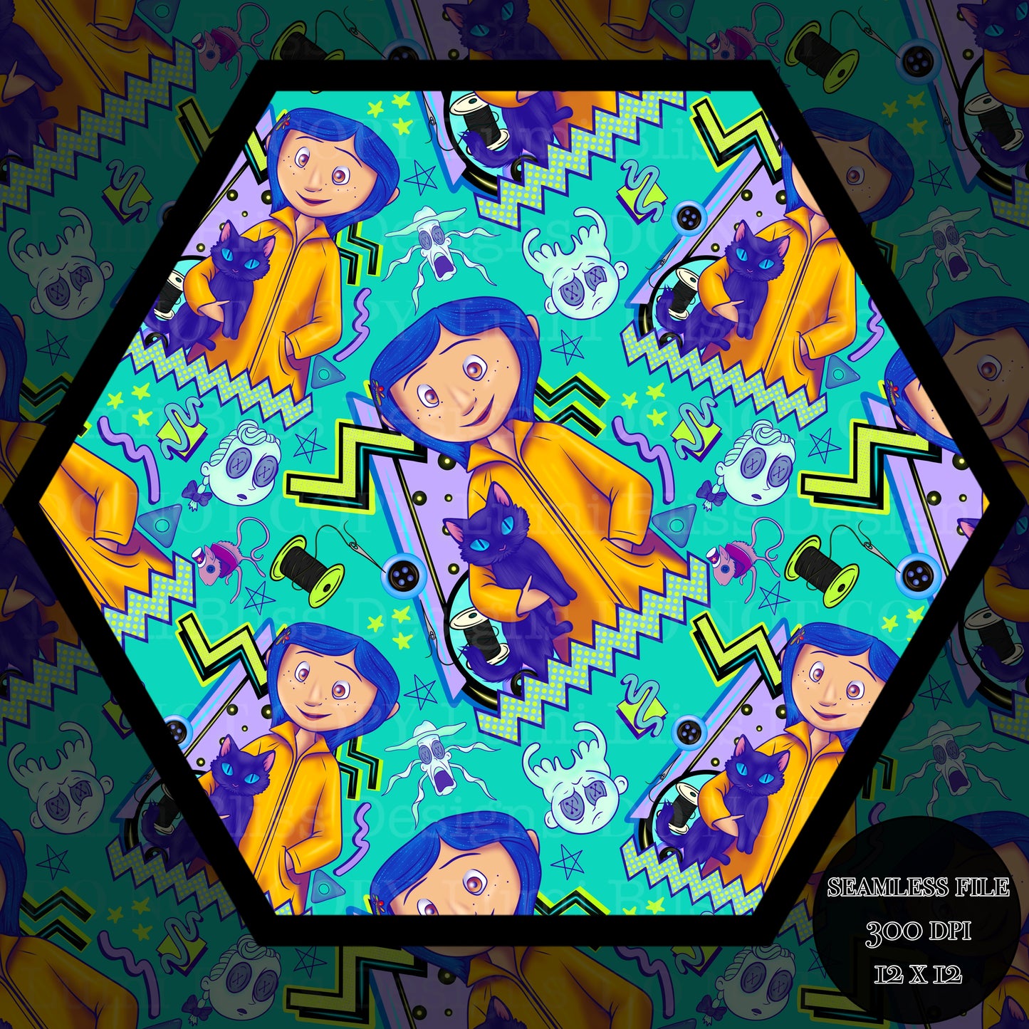 Blue hair girl Seamless
