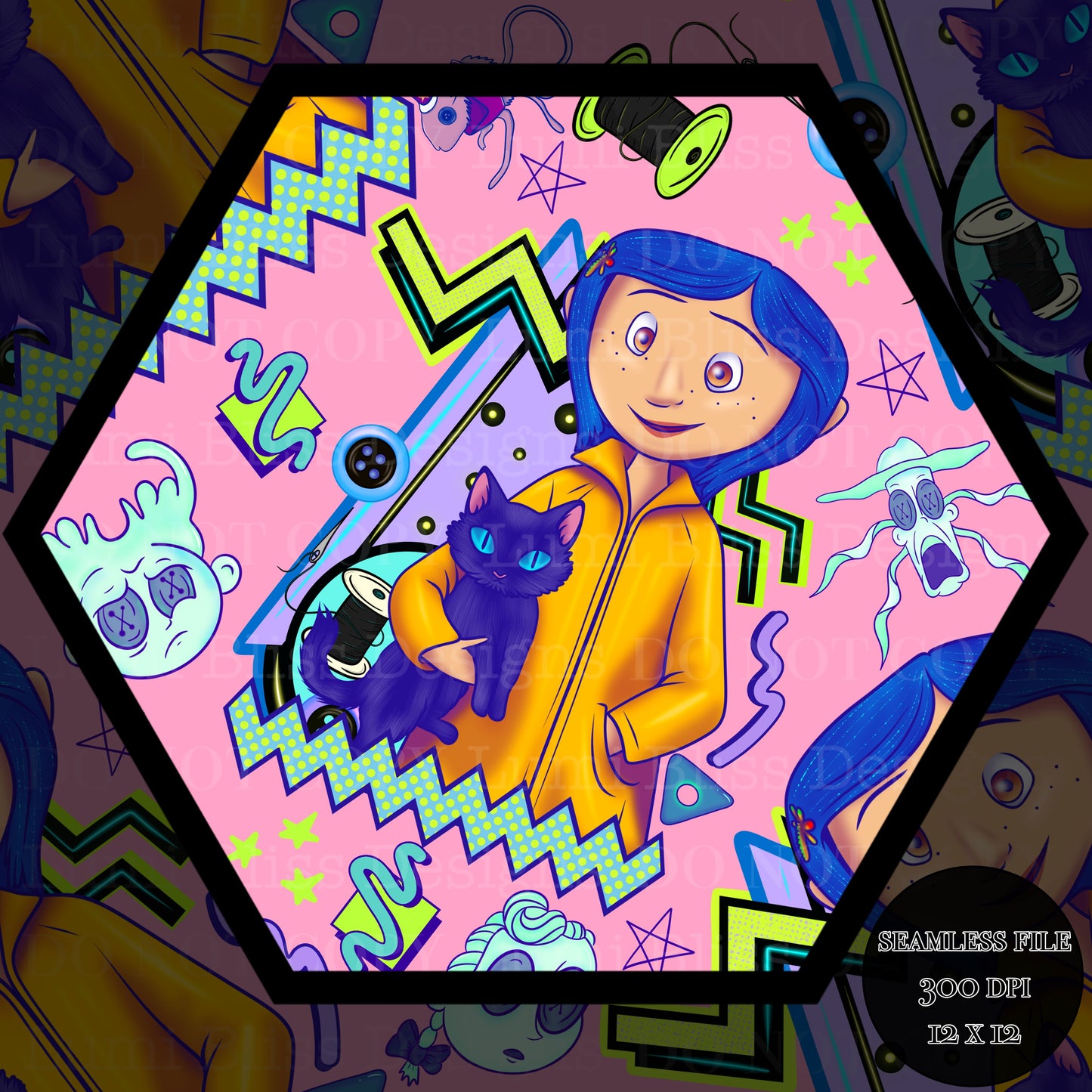 Blue hair girl Seamless