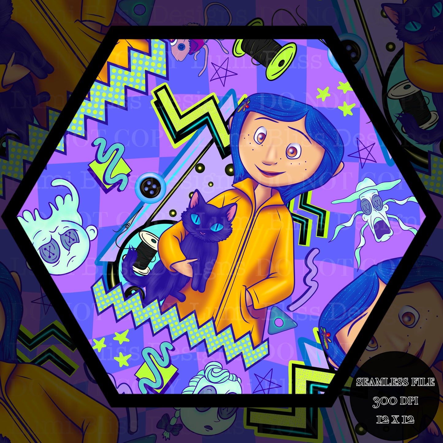 Blue hair girl Seamless