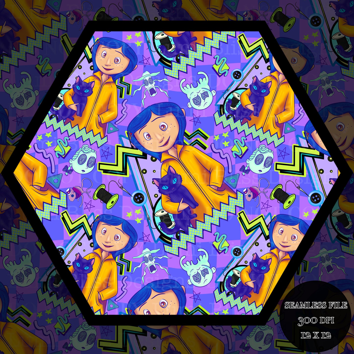 Blue hair girl Seamless