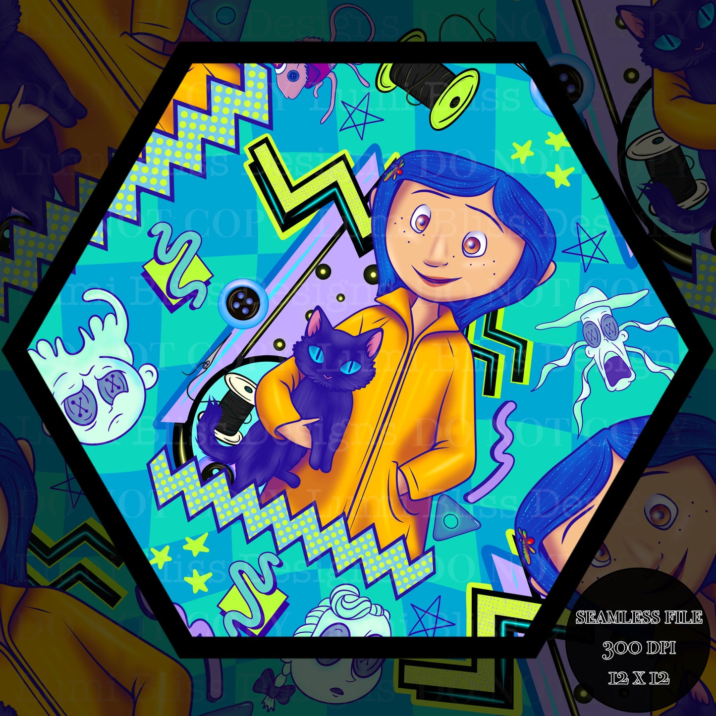 Blue hair girl Seamless