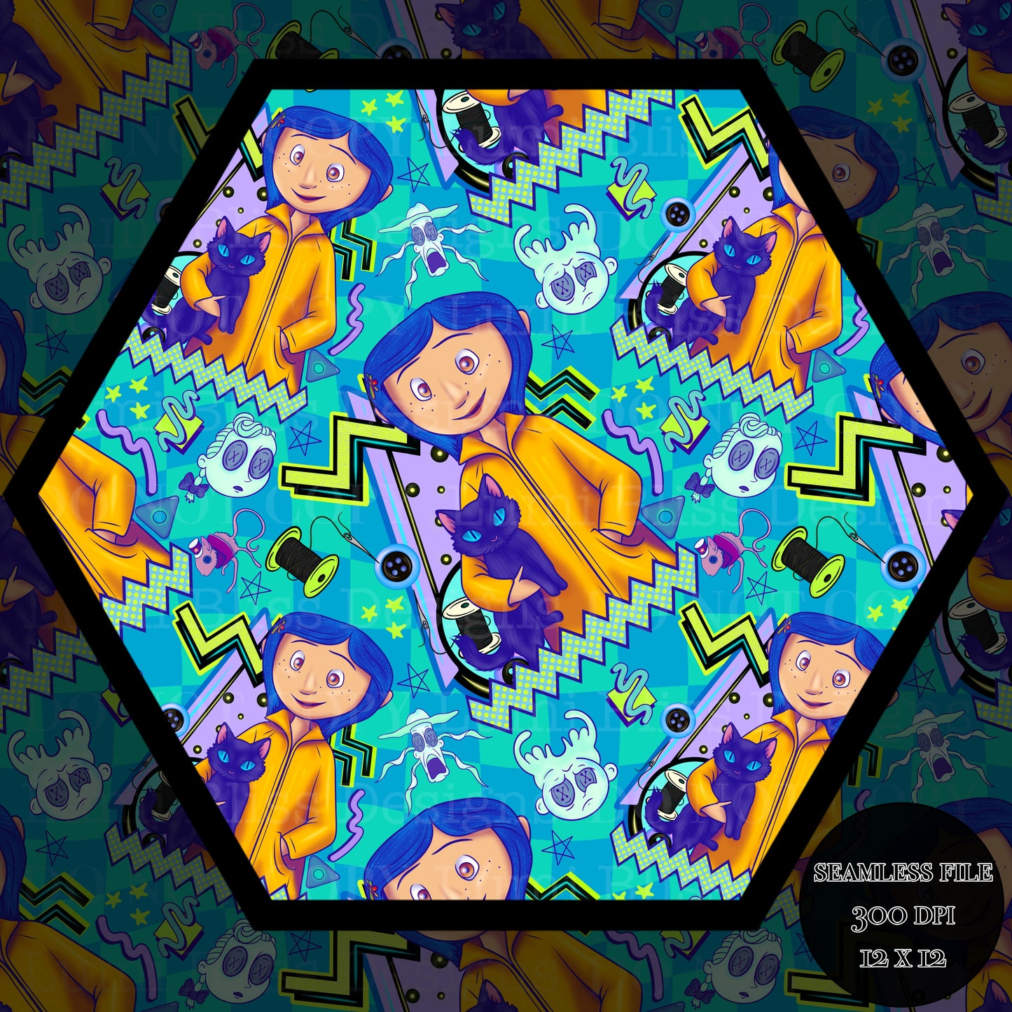 Blue hair girl Seamless