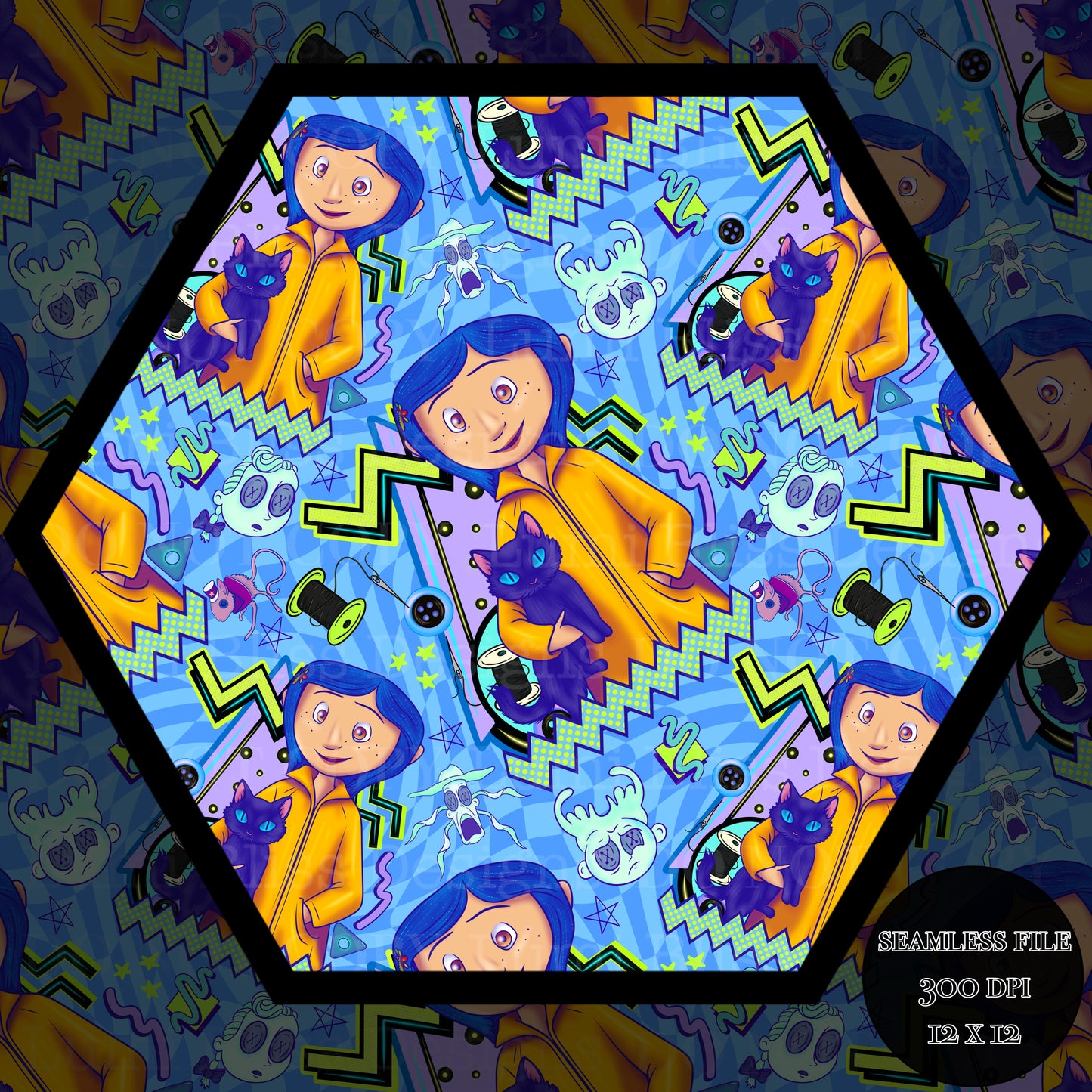 Blue hair girl Seamless