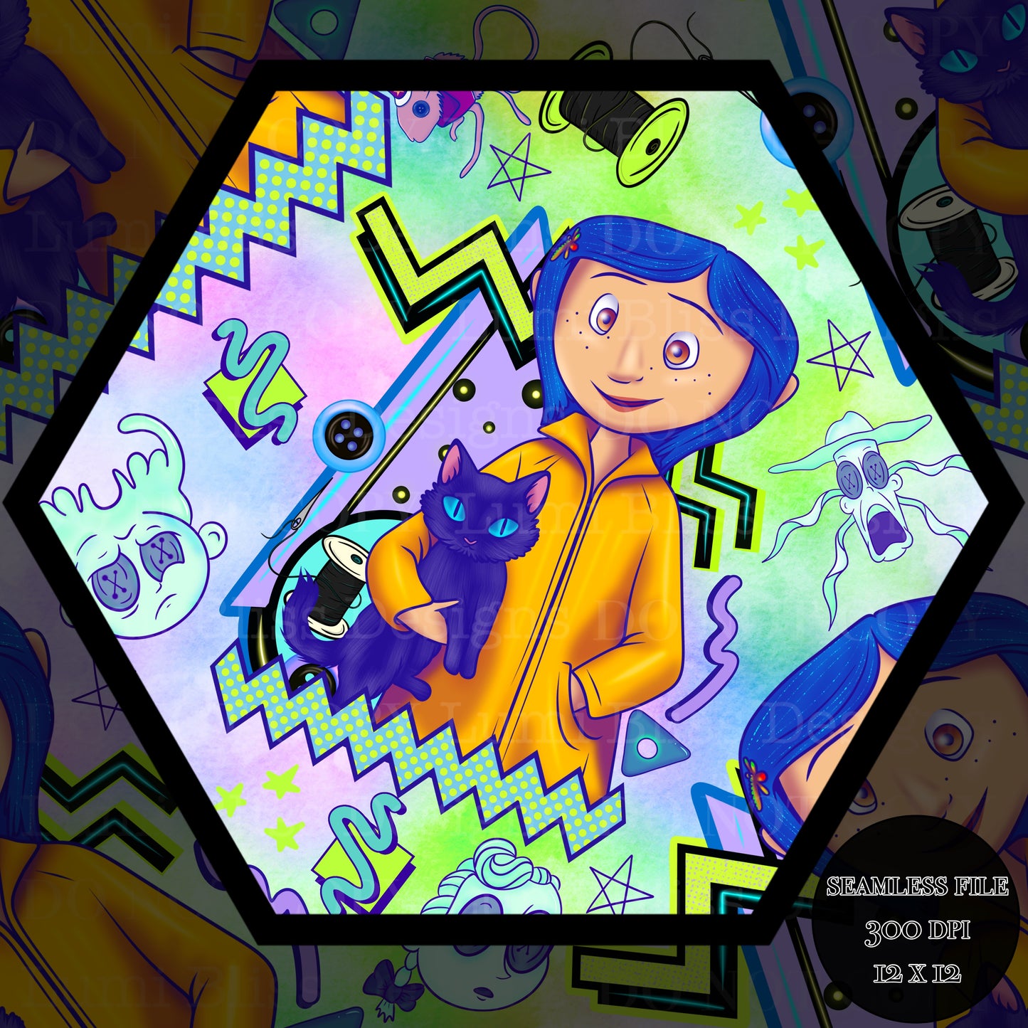 Blue hair girl Seamless