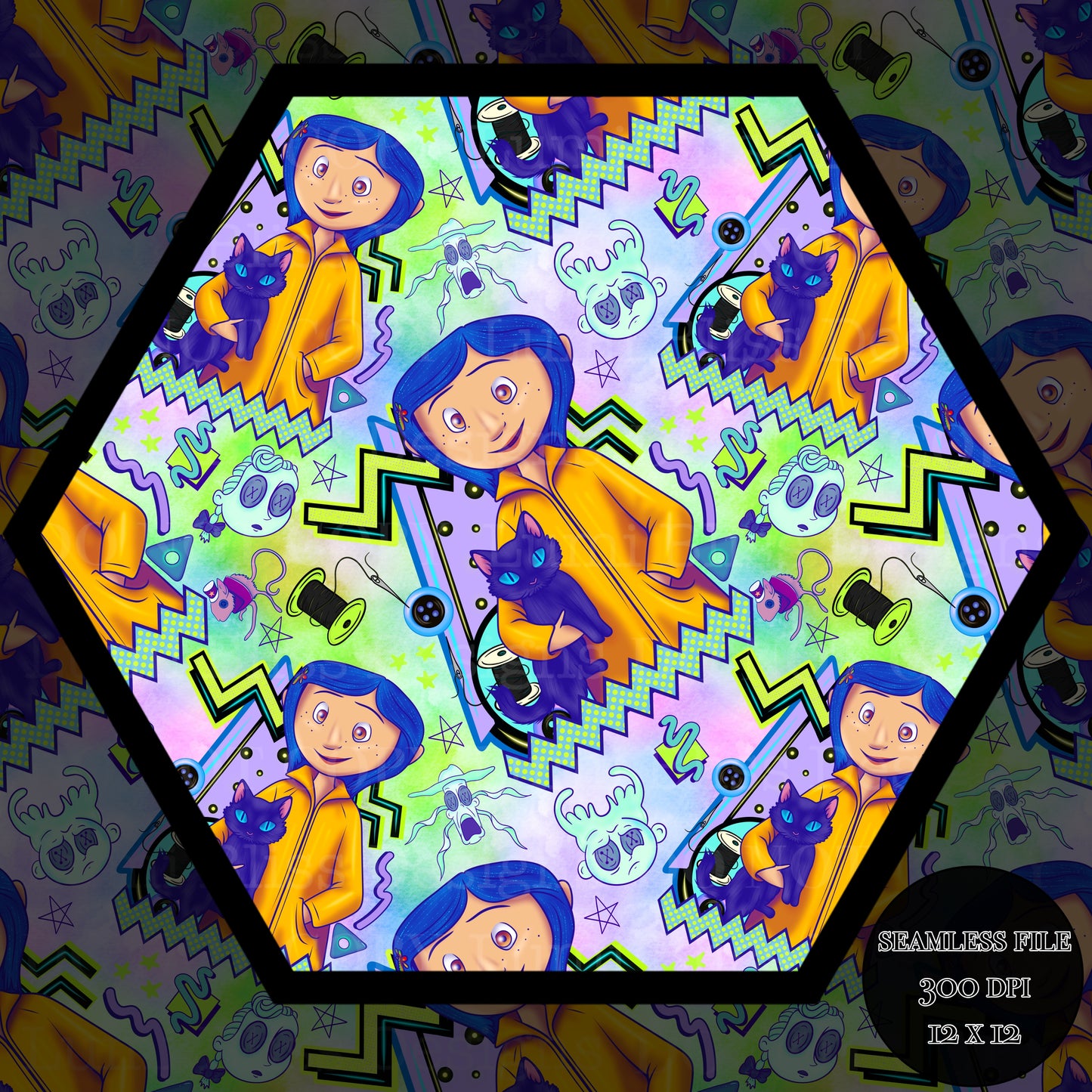 Blue hair girl Seamless