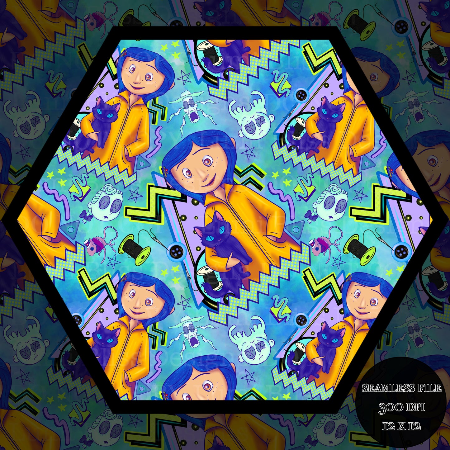 Blue hair girl Seamless