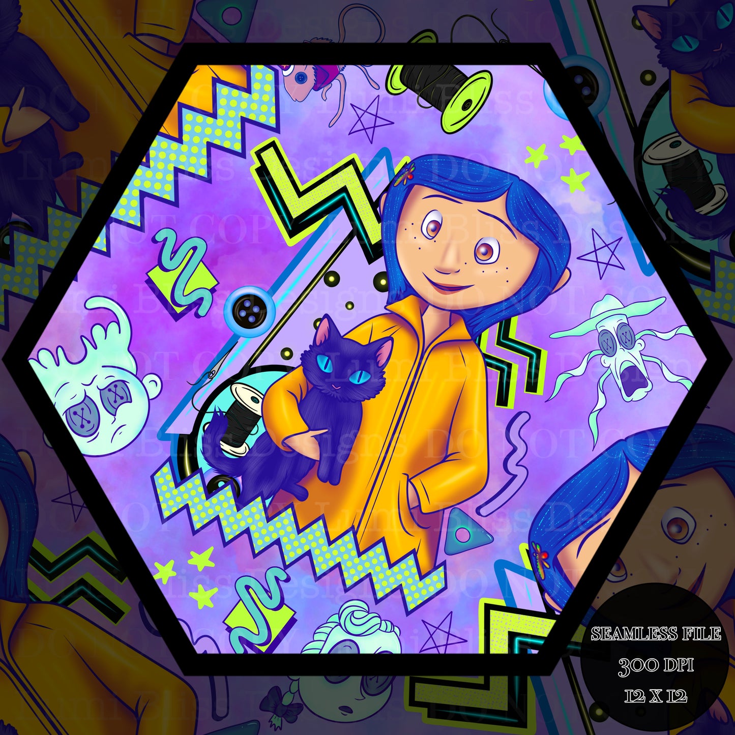 Blue hair girl Seamless