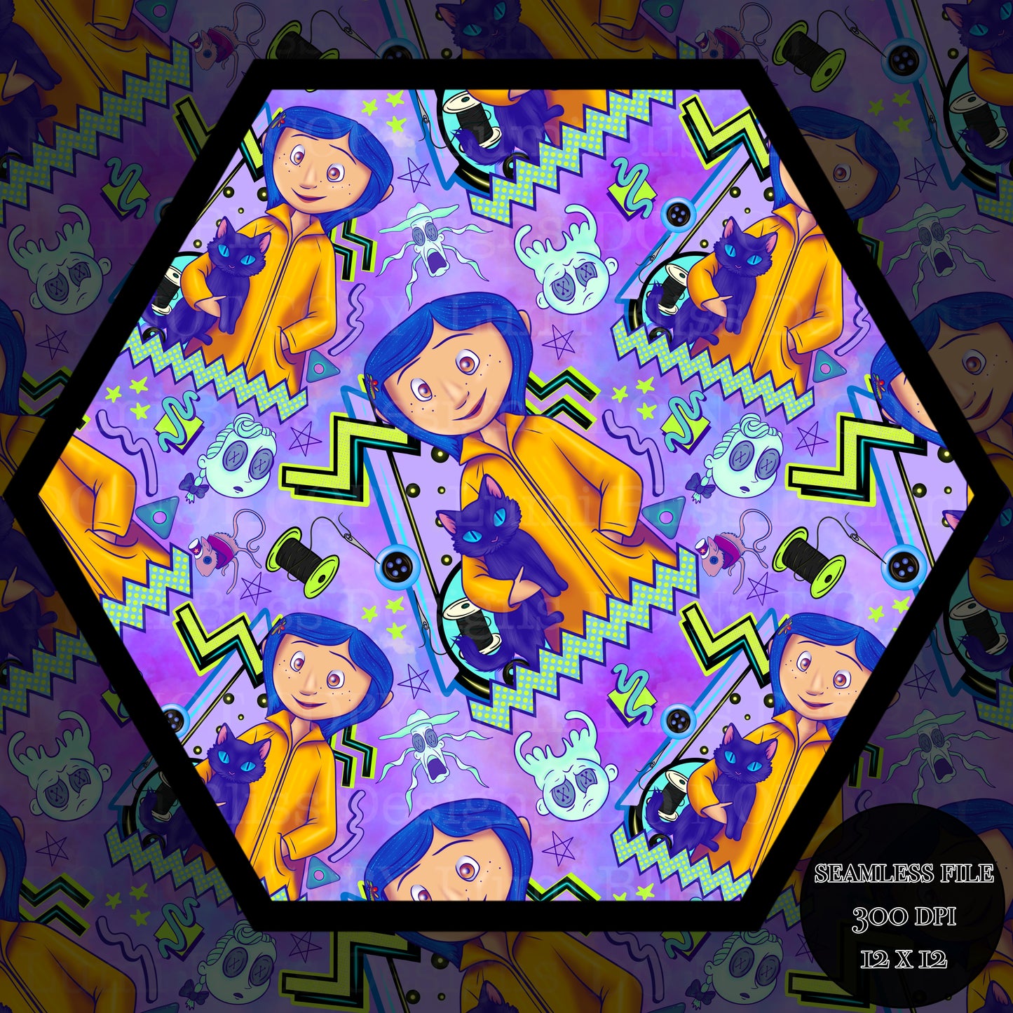 Blue hair girl Seamless
