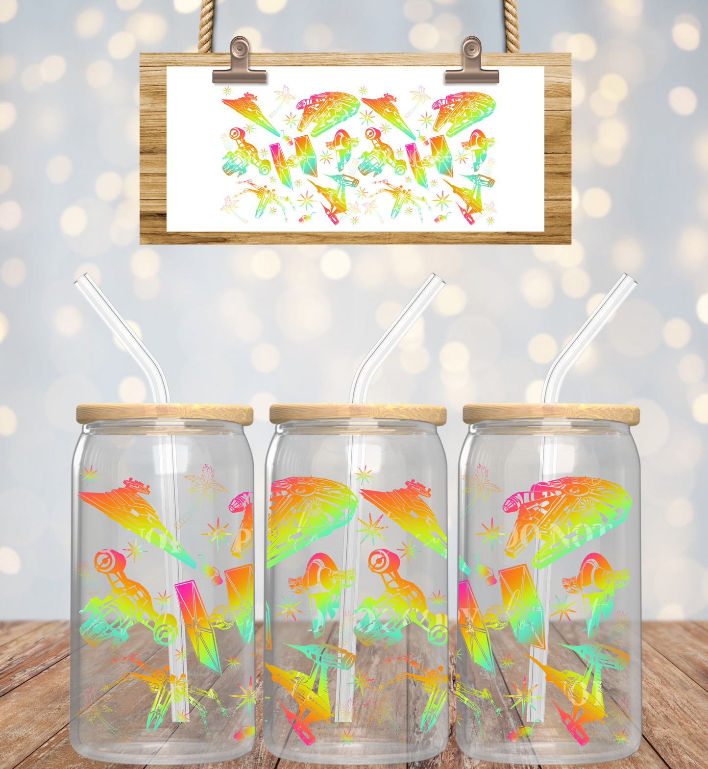 Neon Space ships 16oz