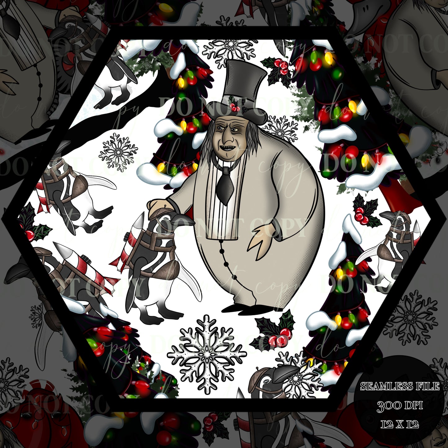 Gotham City Christmas Seamless