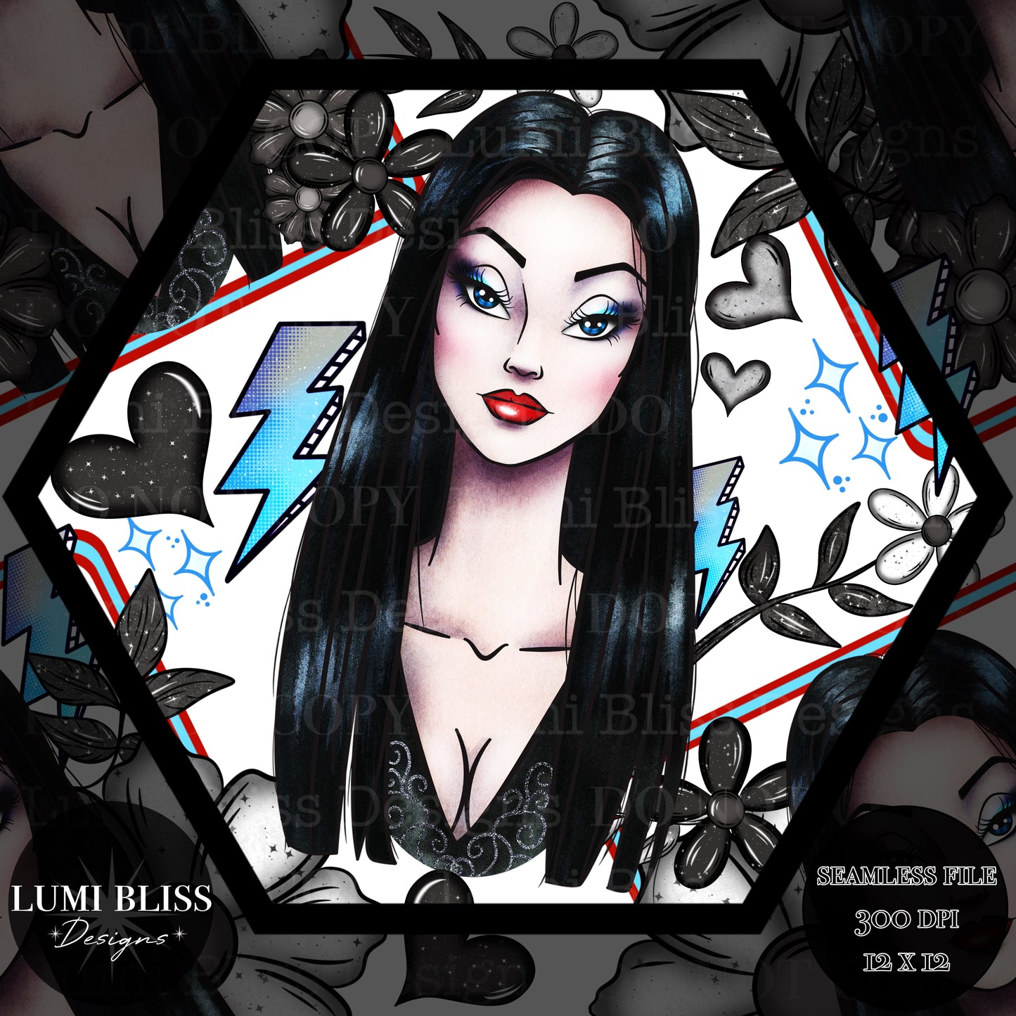 Goth Girls Morticia Seamless