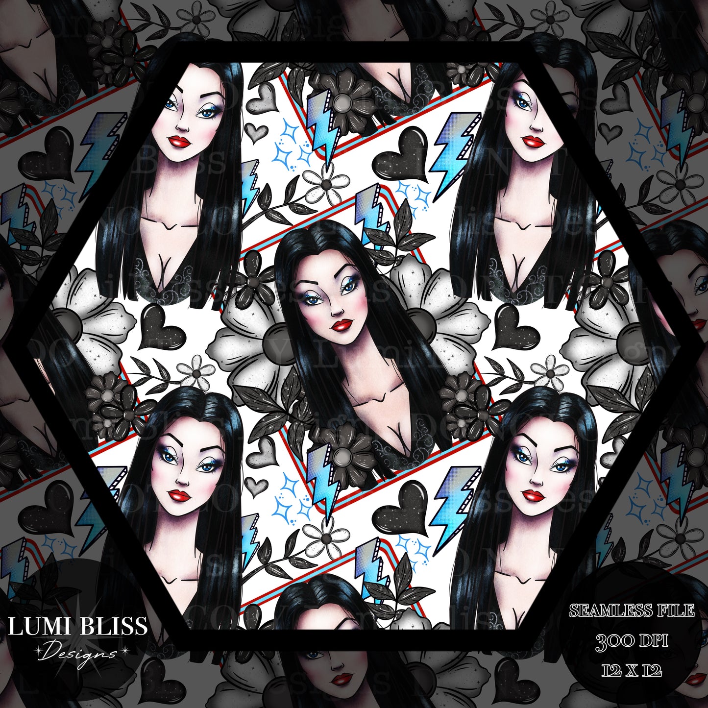 Goth Girls Morticia Seamless