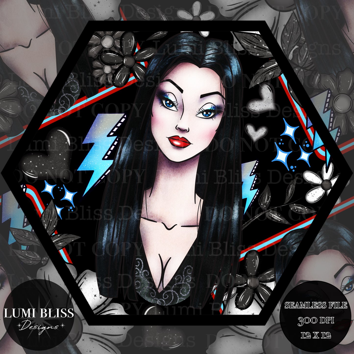 Goth Girls Morticia Seamless