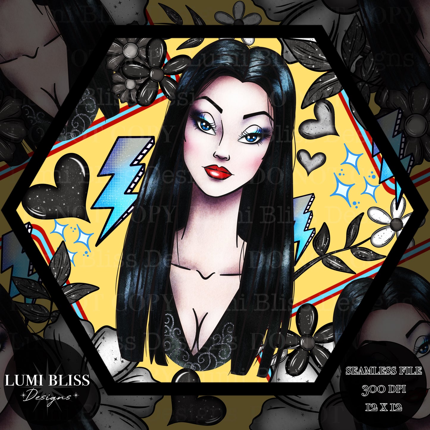 Goth Girls Morticia Seamless