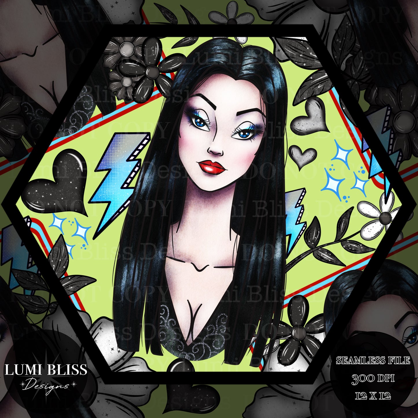 Goth Girls Morticia Seamless