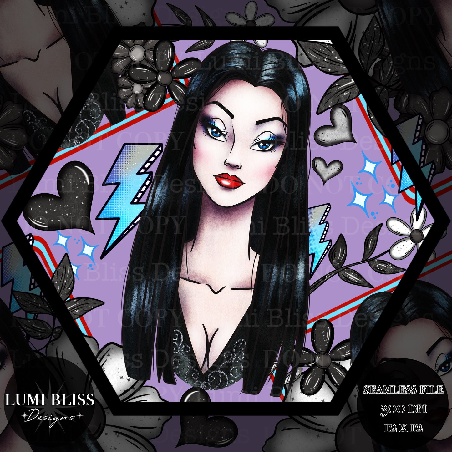 Goth Girls Morticia Seamless
