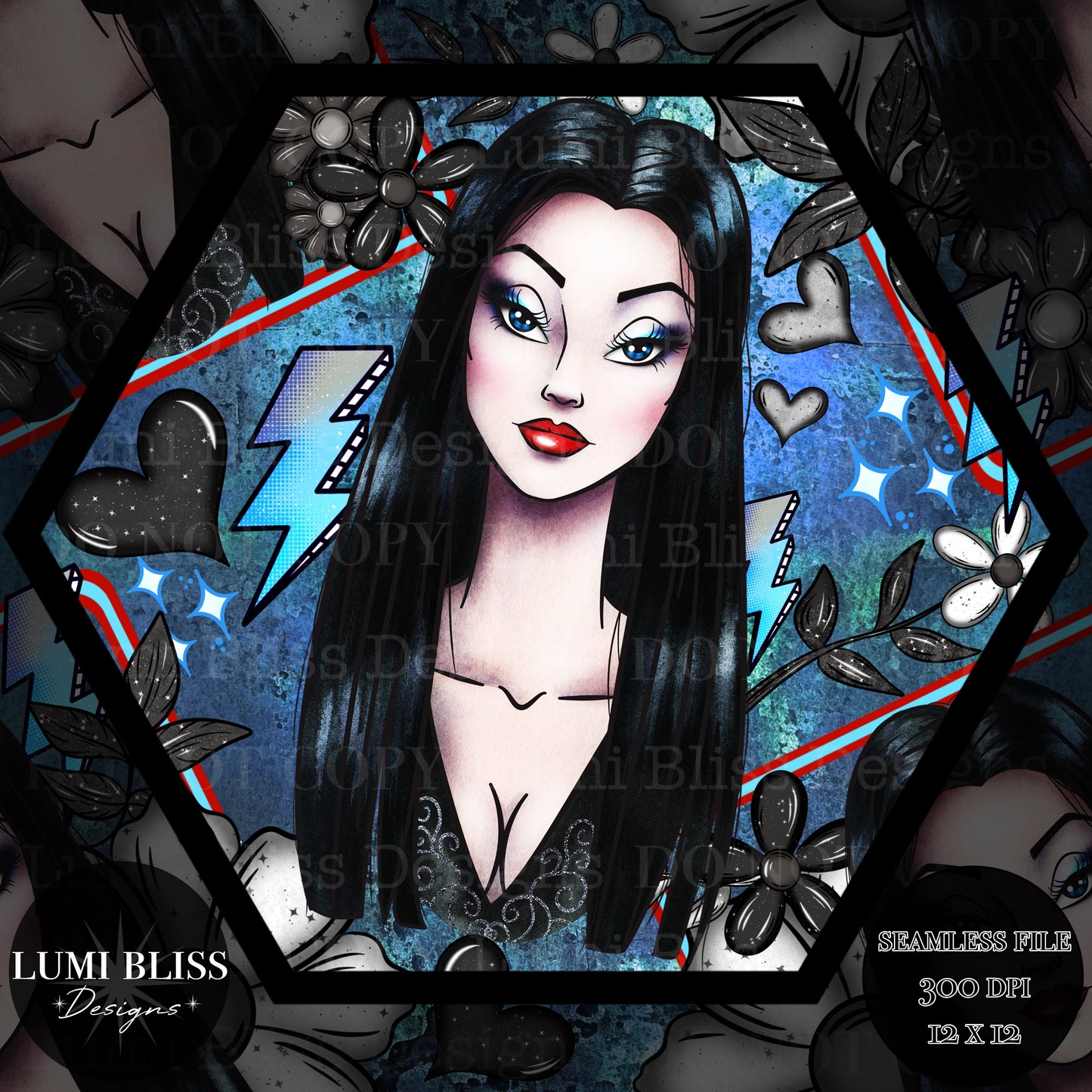 Goth Girls Morticia Seamless