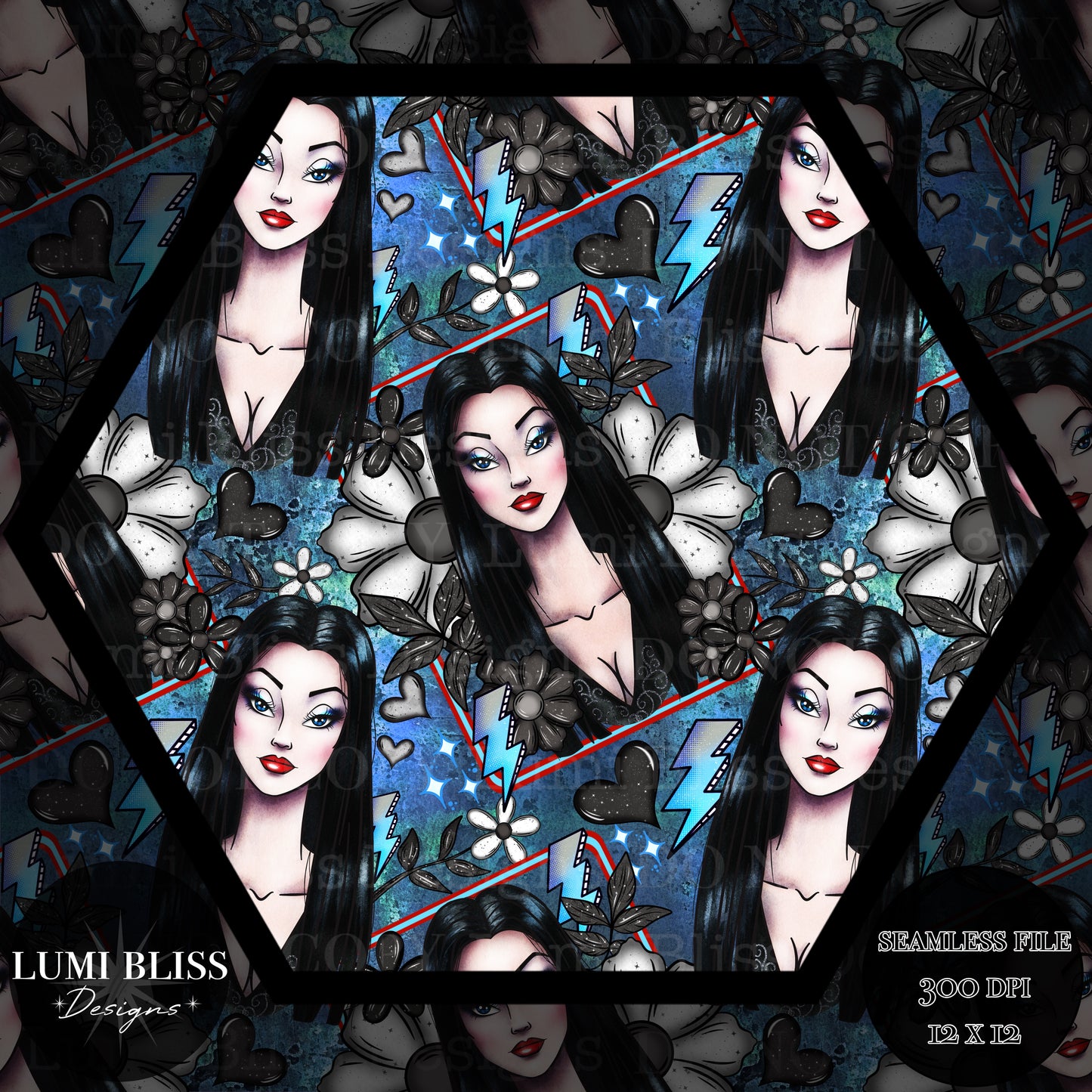 Goth Girls Morticia Seamless