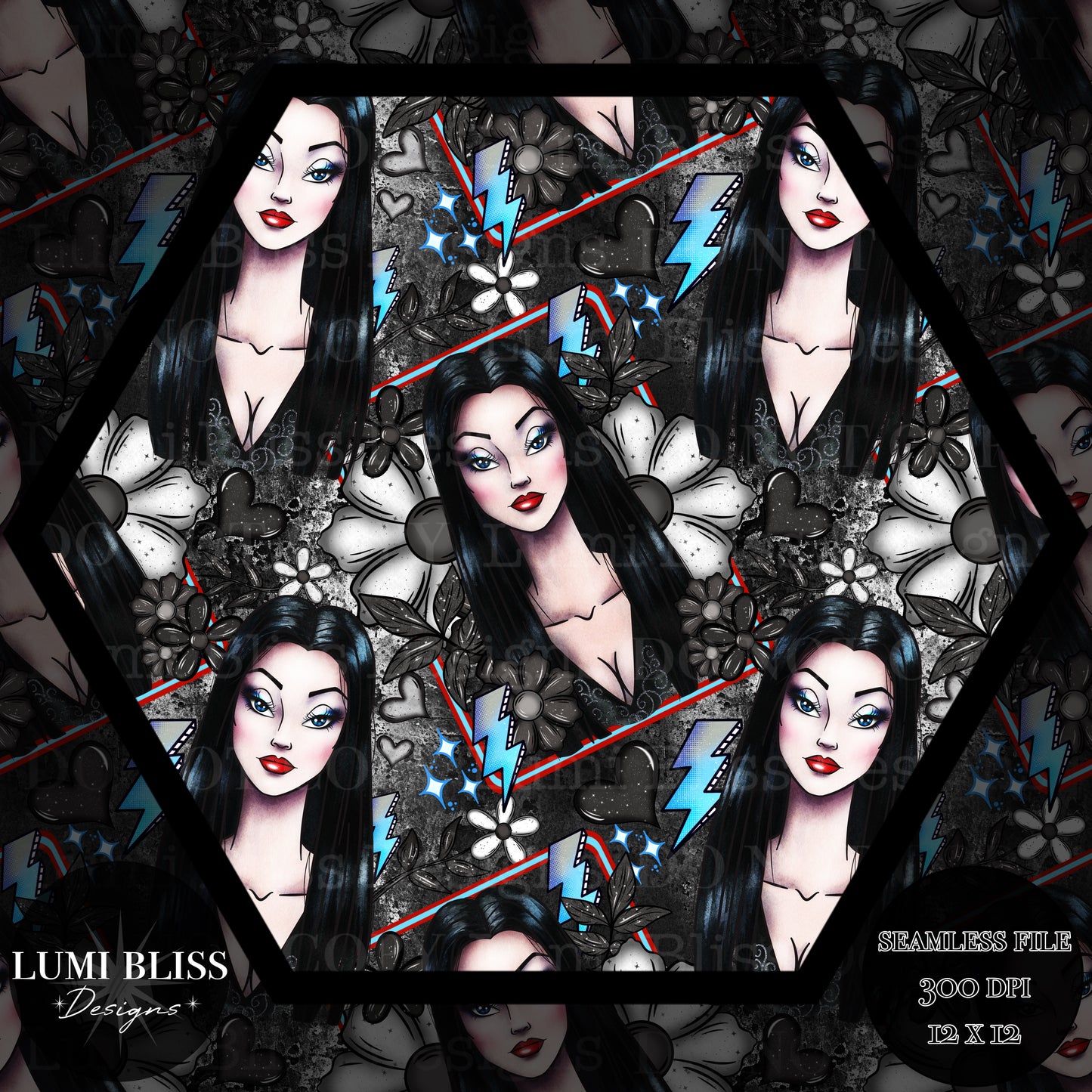 Goth Girls Morticia Seamless