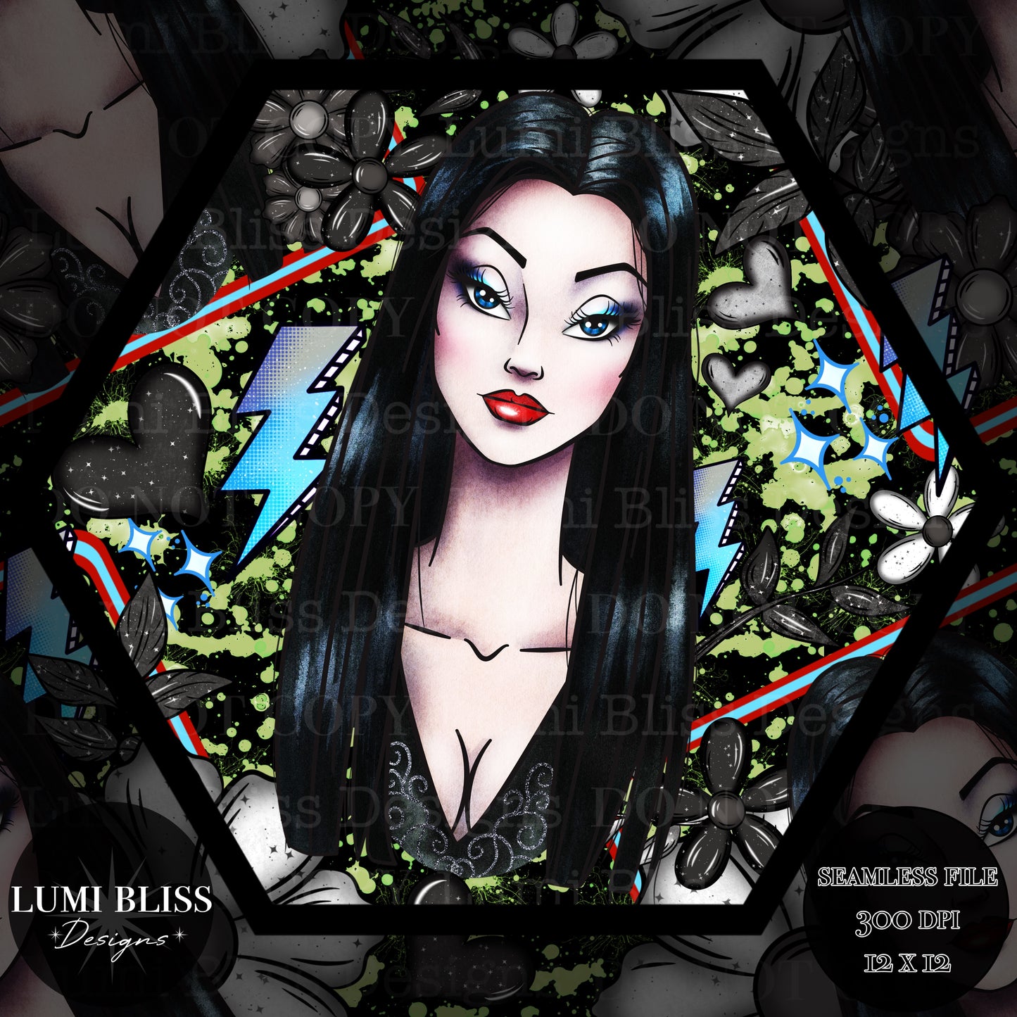 Goth Girls Morticia Seamless