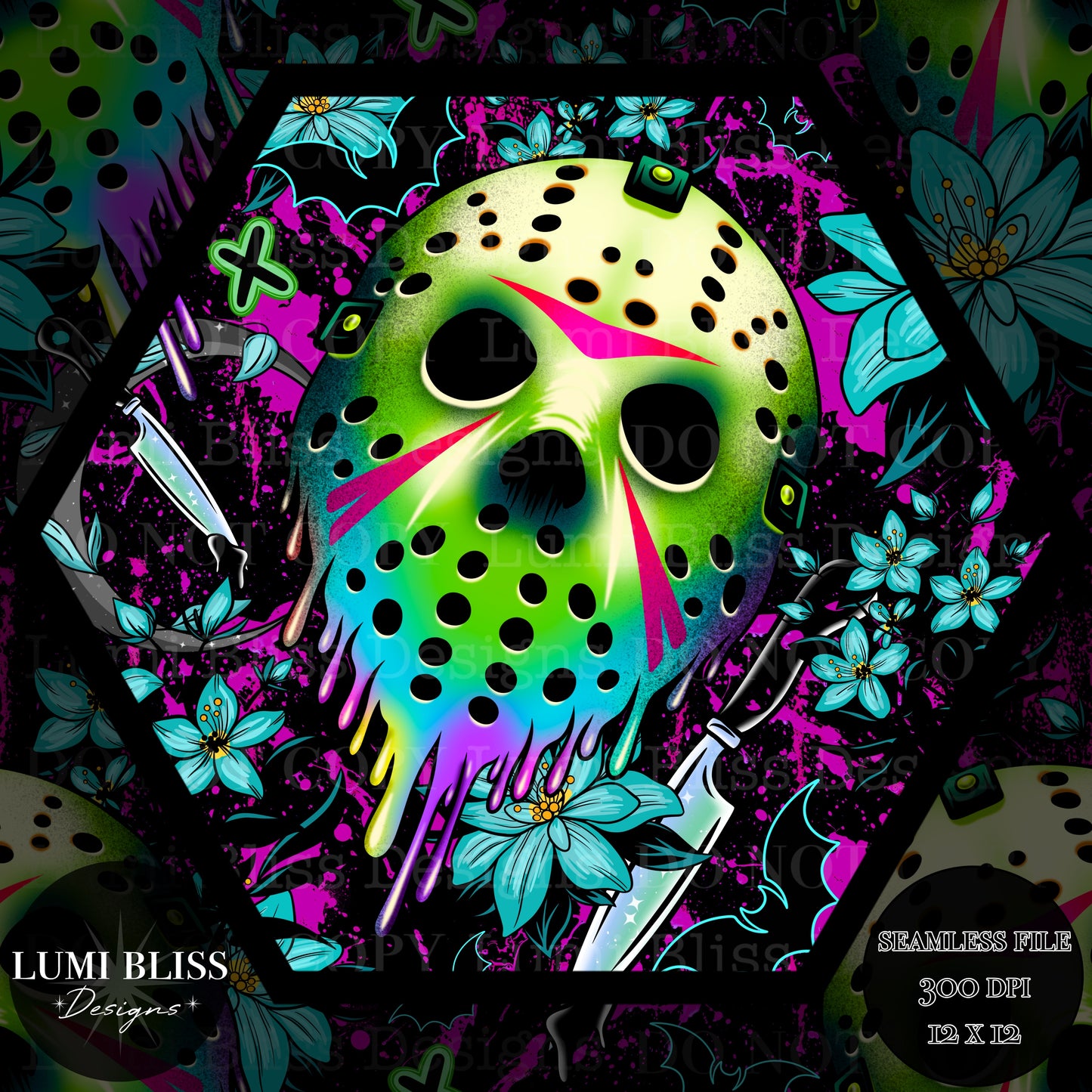 Horror Floral Jason Seamless