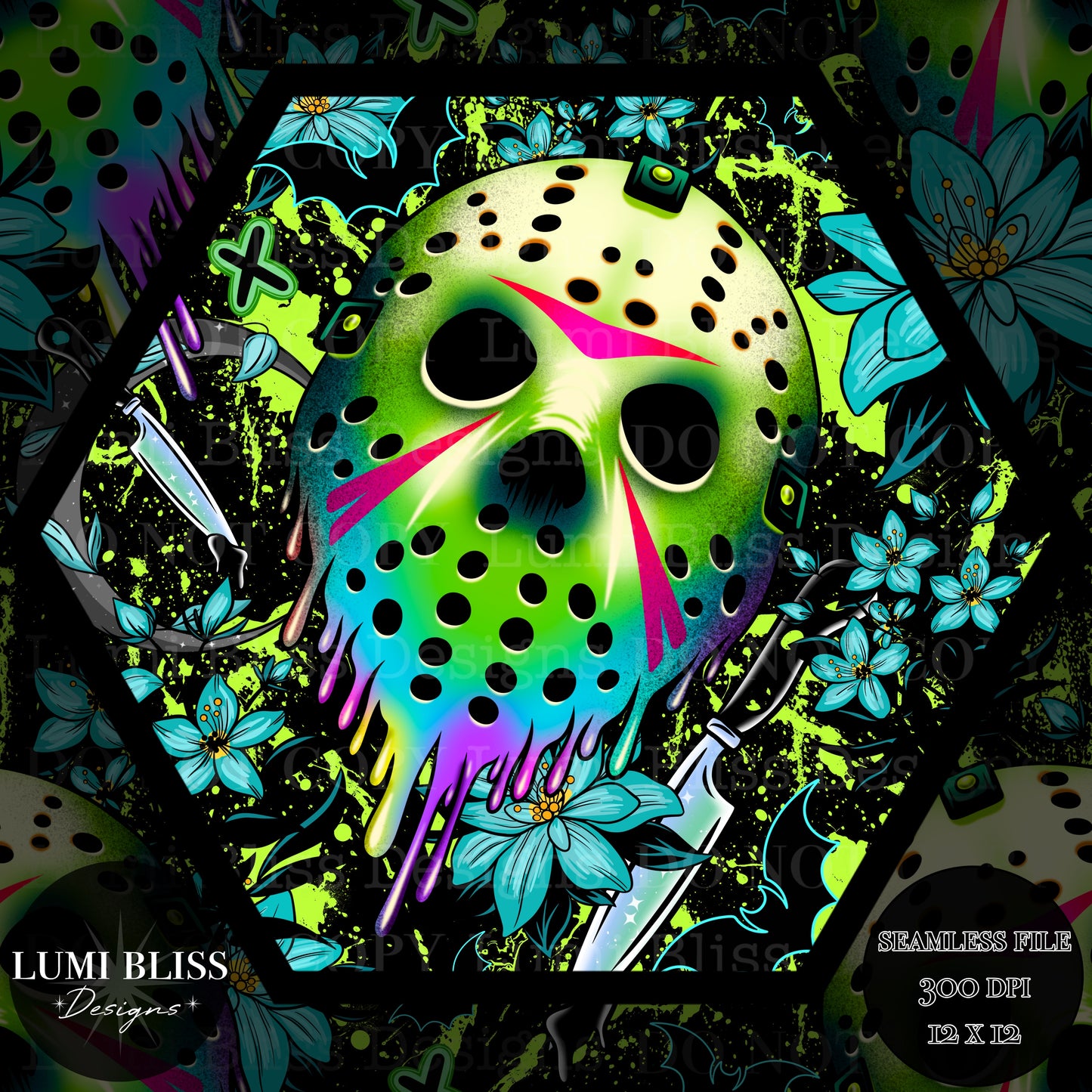 Horror Floral Jason Seamless