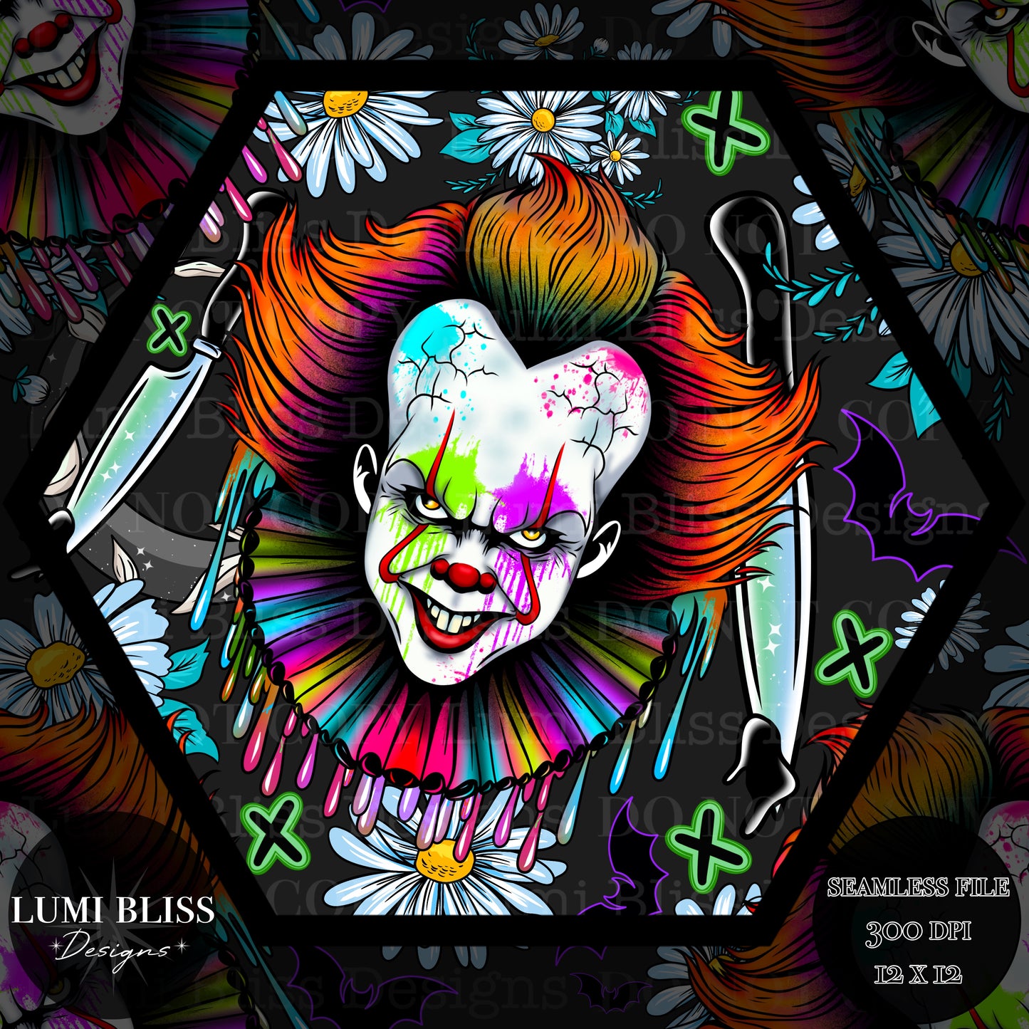 Horror Floral Pennywise Seamless