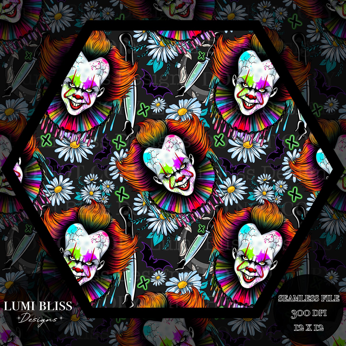 Horror Floral Pennywise Seamless