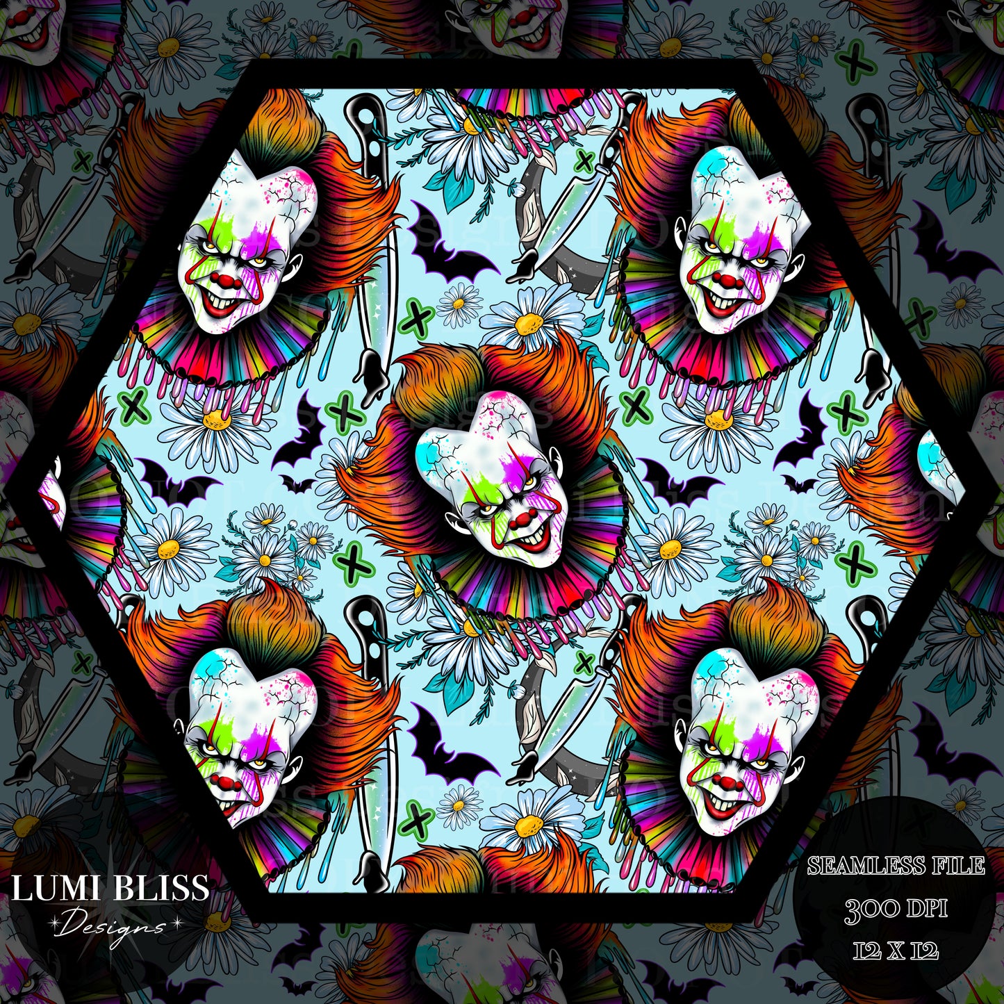Horror Floral Pennywise Seamless