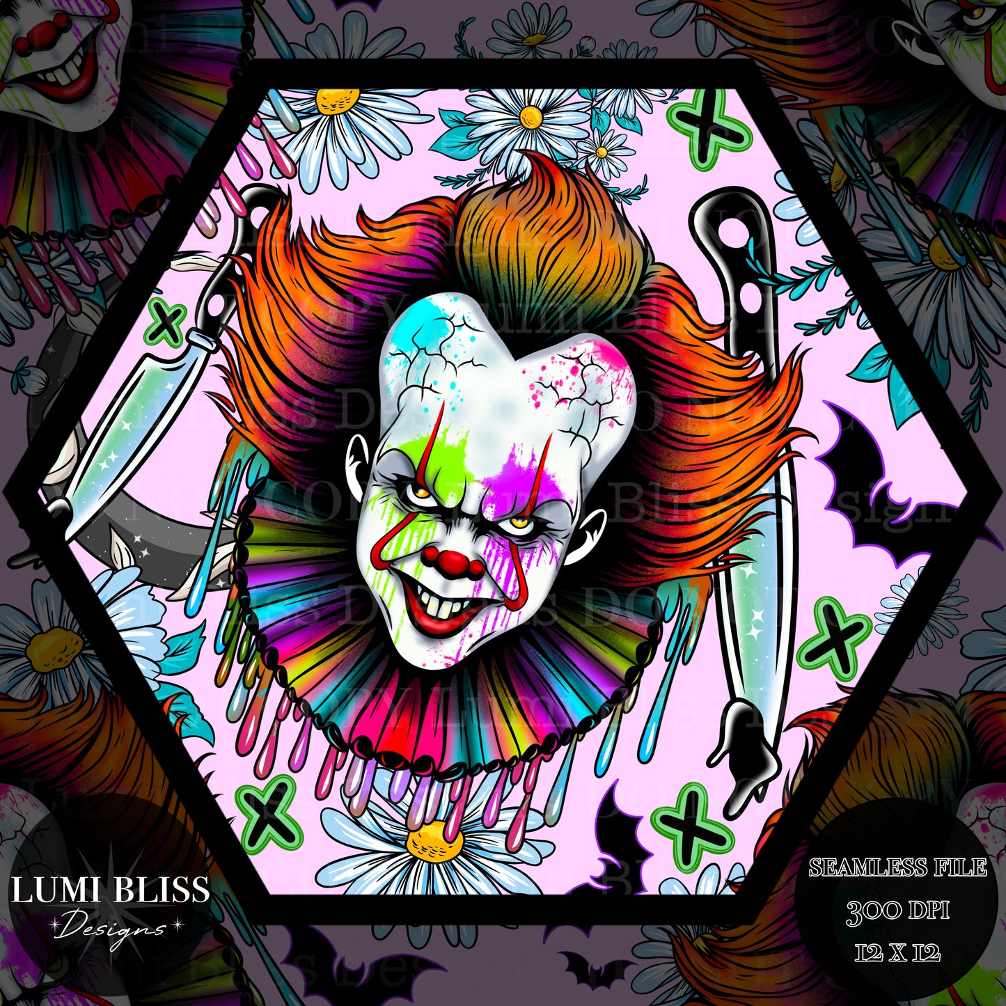 Horror Floral Pennywise Seamless