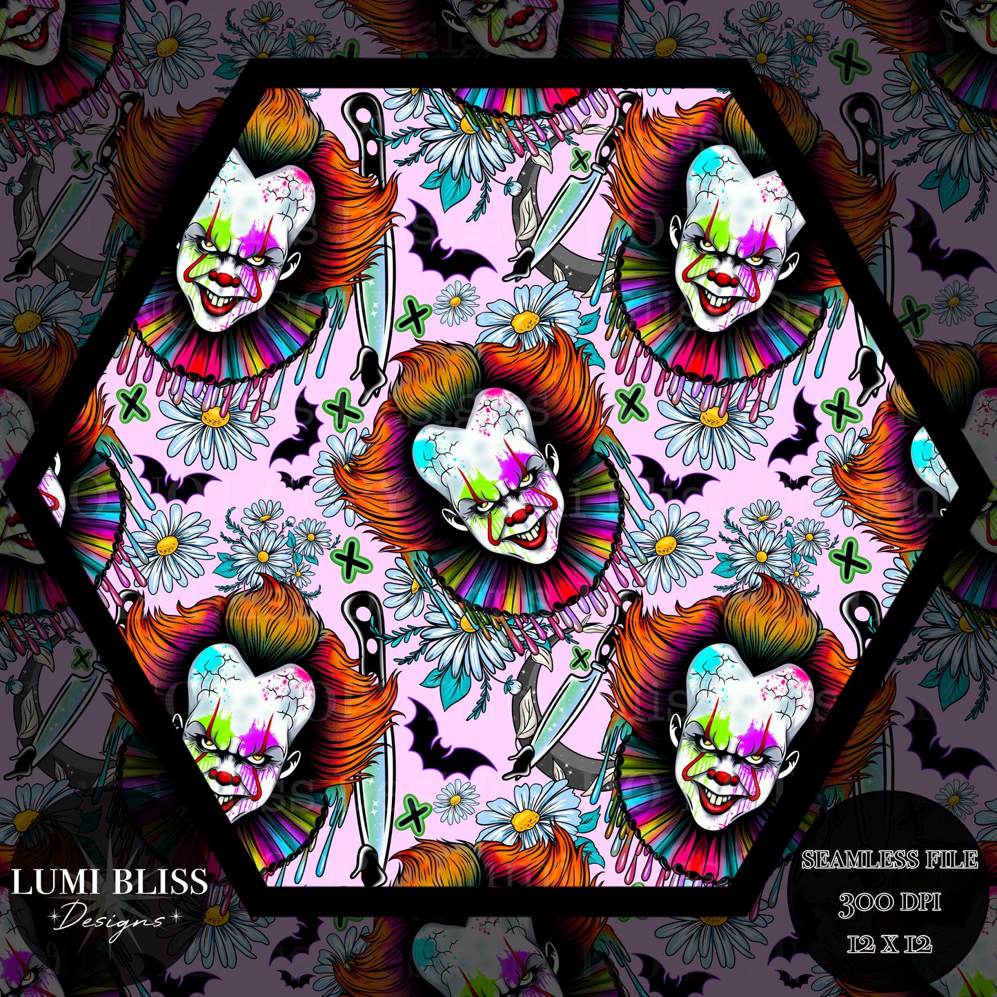 Horror Floral Pennywise Seamless