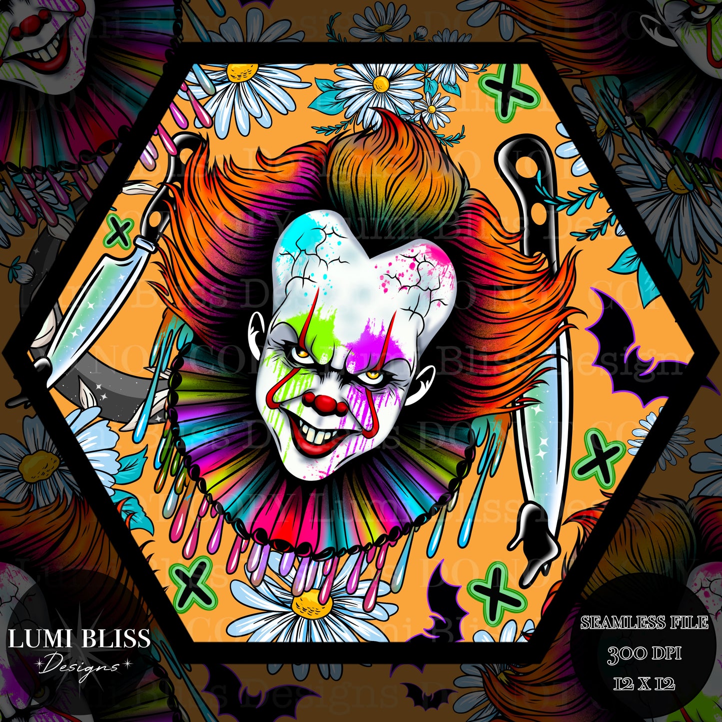 Horror Floral Pennywise Seamless