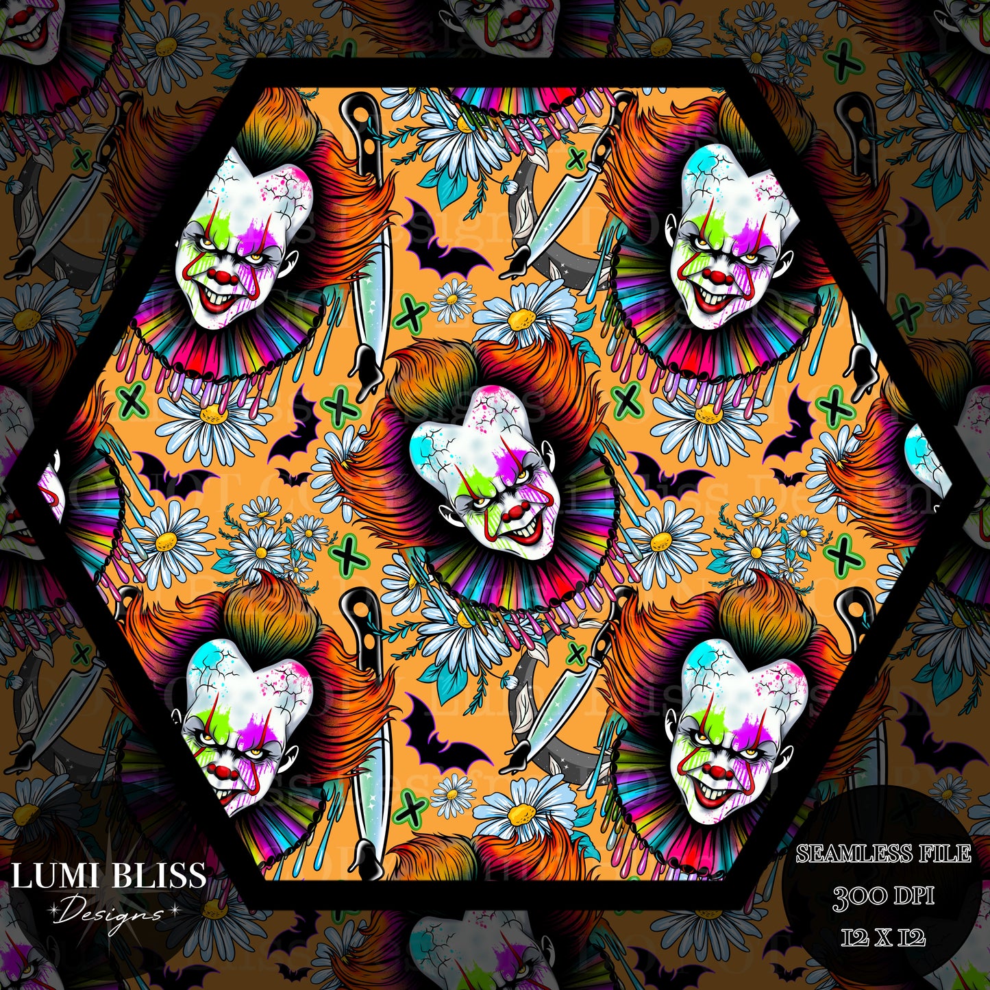 Horror Floral Pennywise Seamless