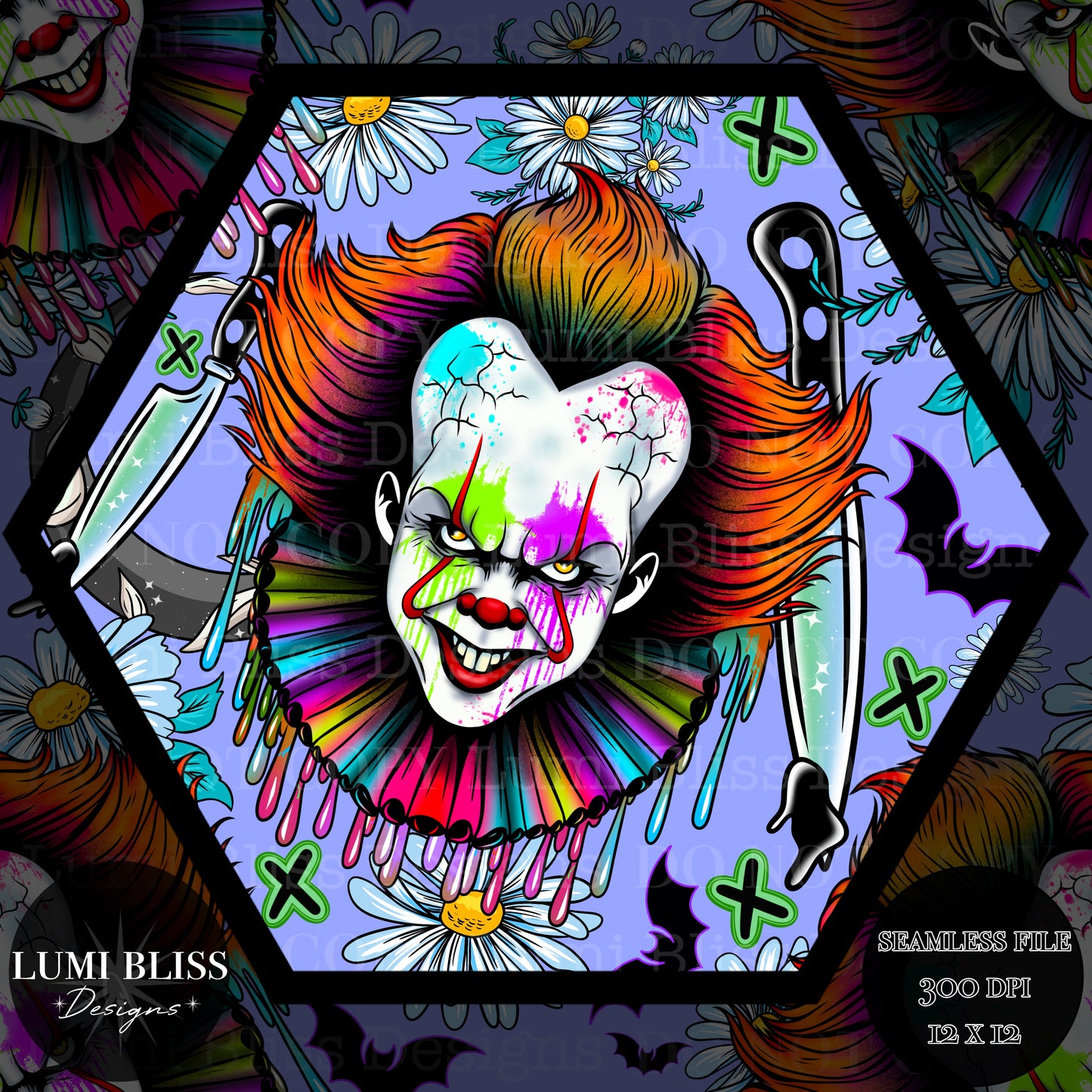 Horror Floral Pennywise Seamless