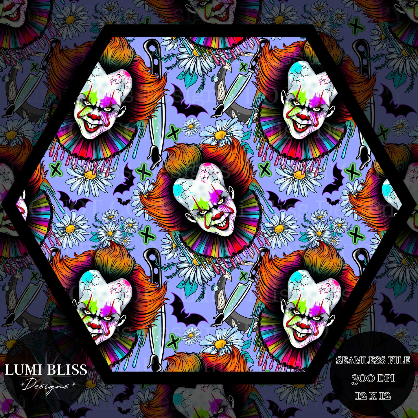 Horror Floral Pennywise Seamless