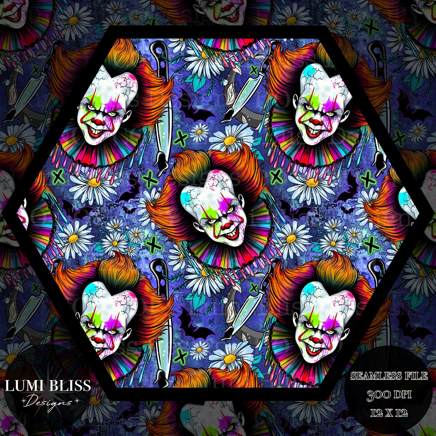 Horror Floral Pennywise Seamless