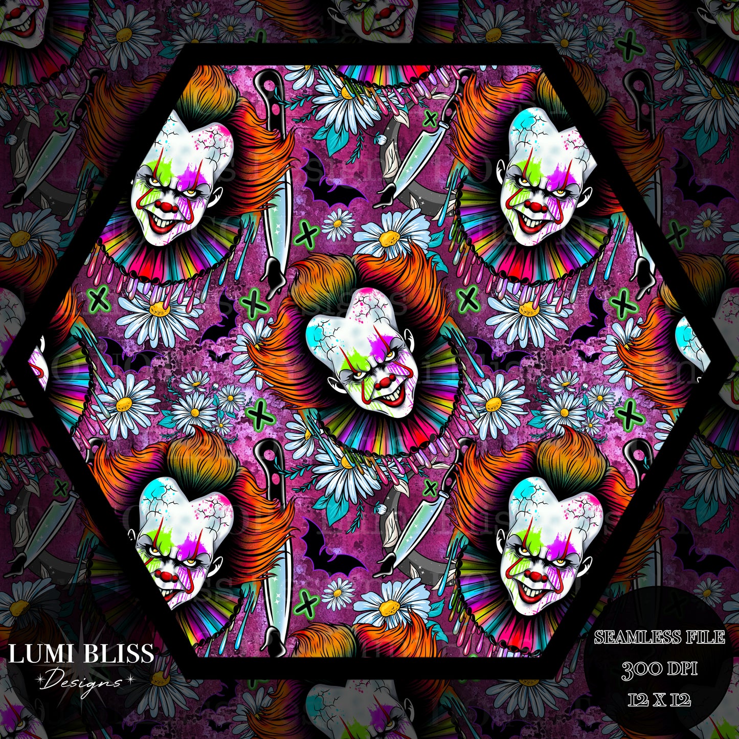 Horror Floral Pennywise Seamless