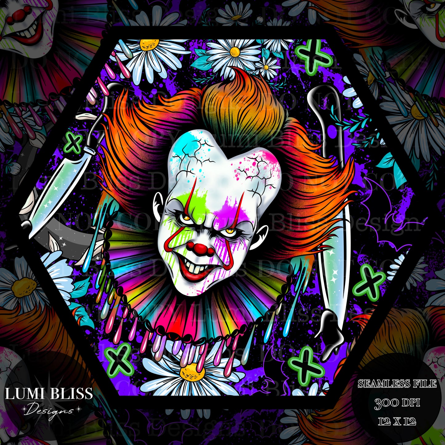 Horror Floral Pennywise Seamless
