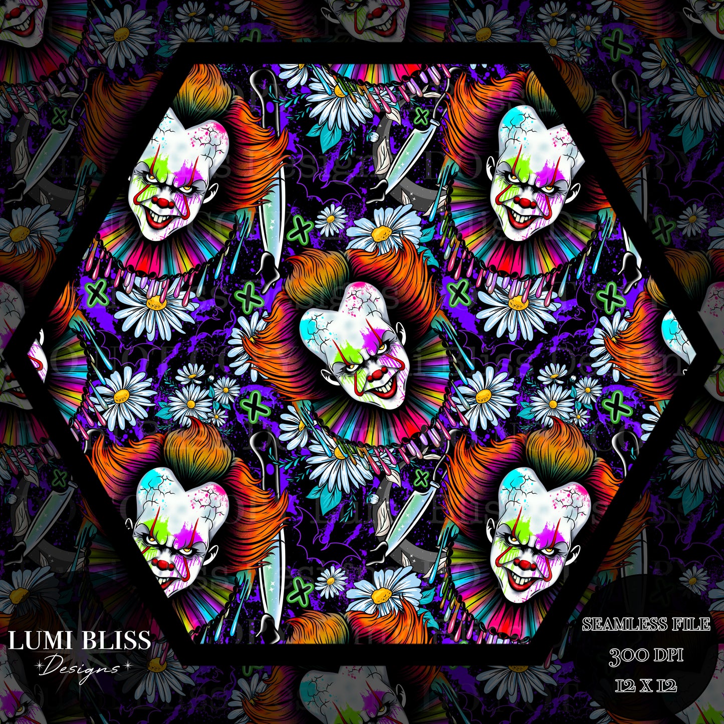 Horror Floral Pennywise Seamless