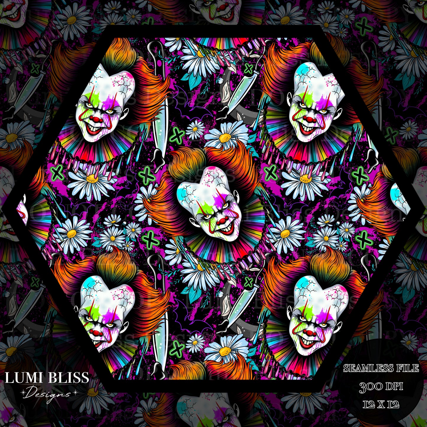Horror Floral Pennywise Seamless