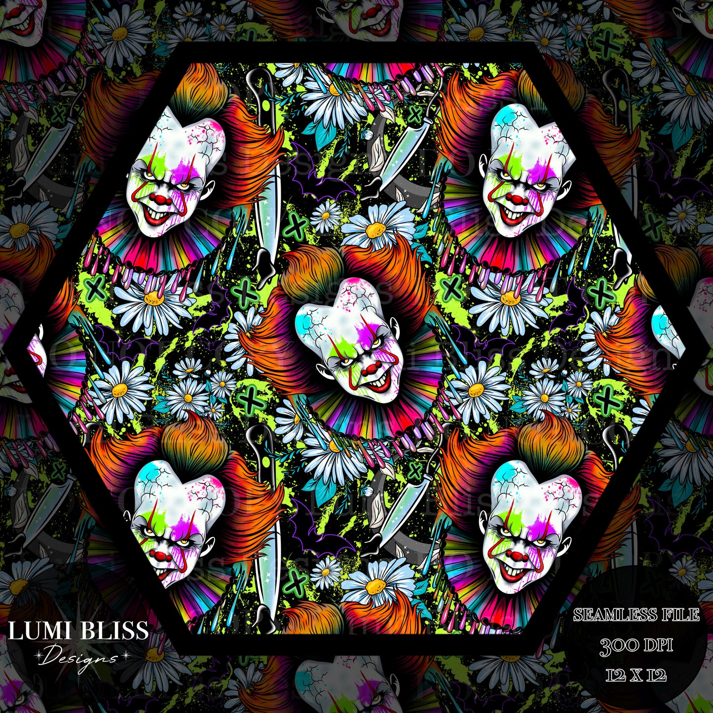 Horror Floral Pennywise Seamless