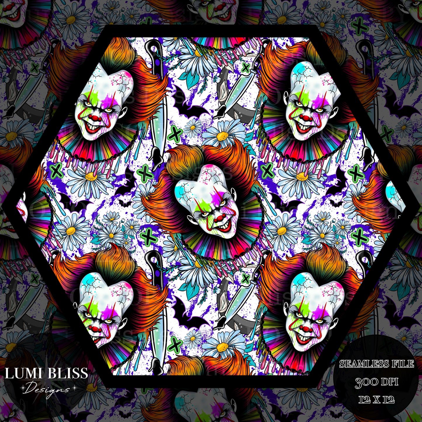 Horror Floral Pennywise Seamless
