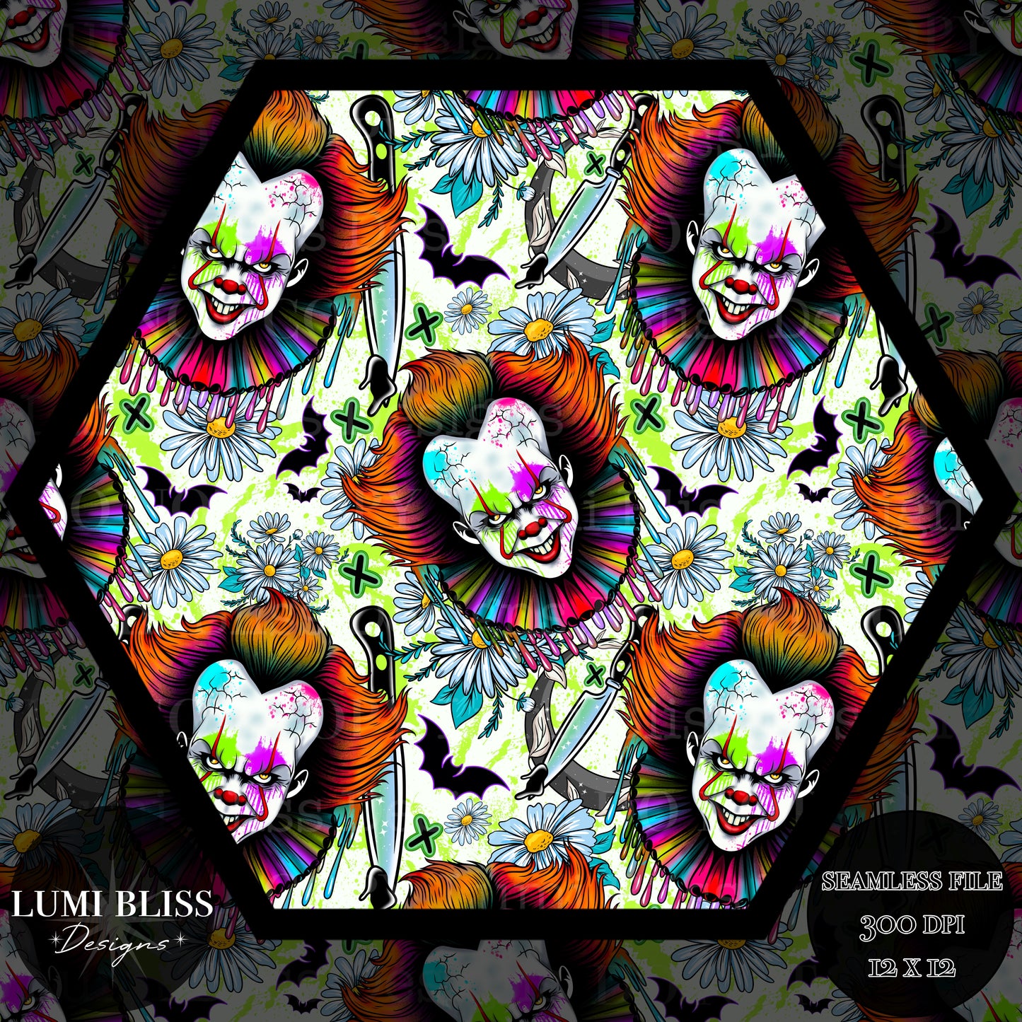 Horror Floral Pennywise Seamless