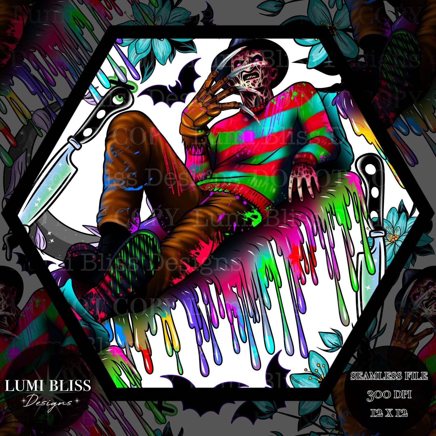 Horror Floral Freddy Seamless