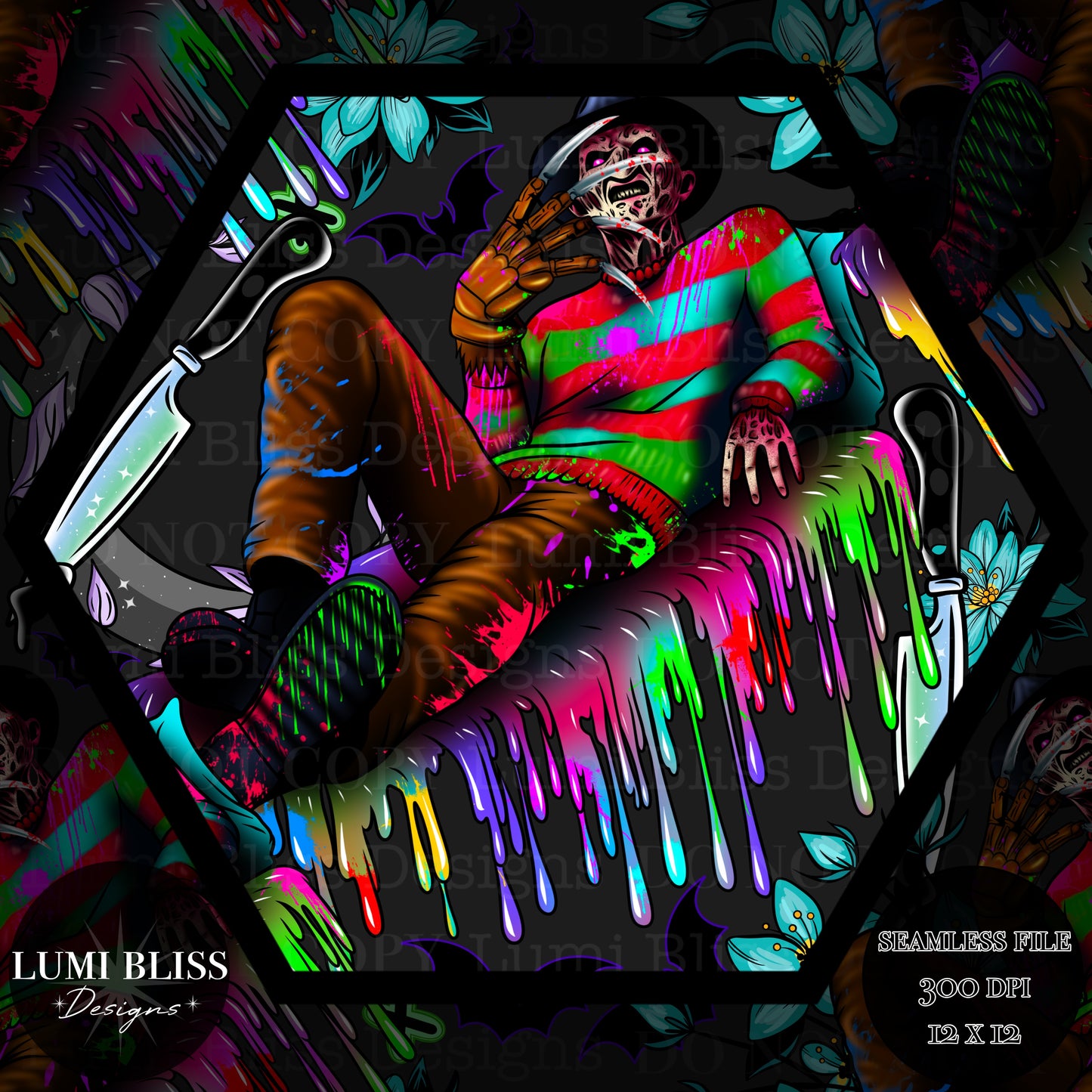 Horror Floral Freddy Seamless