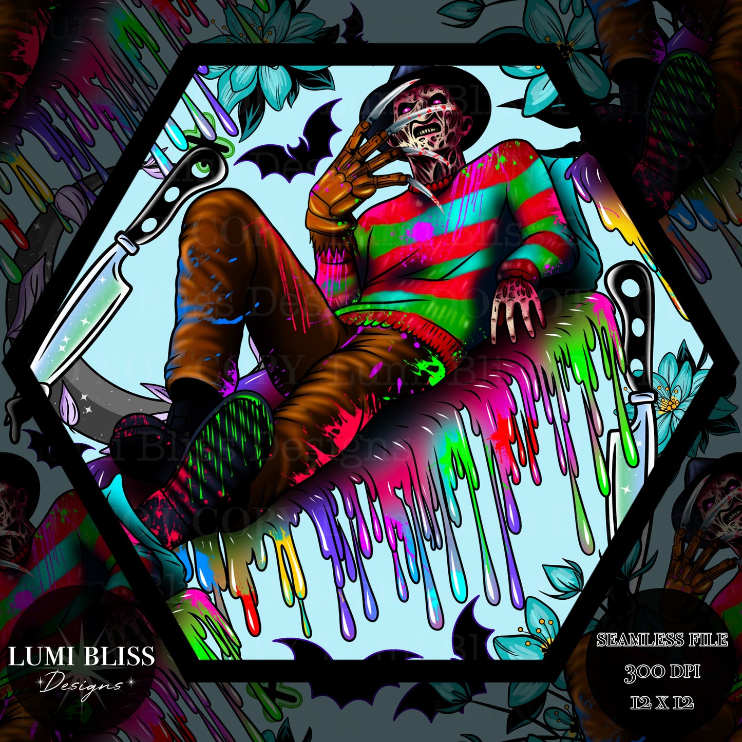 Horror Floral Freddy Seamless