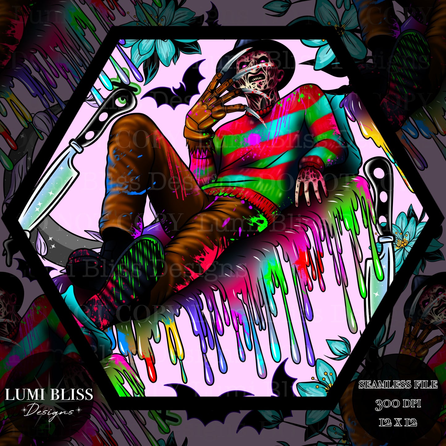 Horror Floral Freddy Seamless