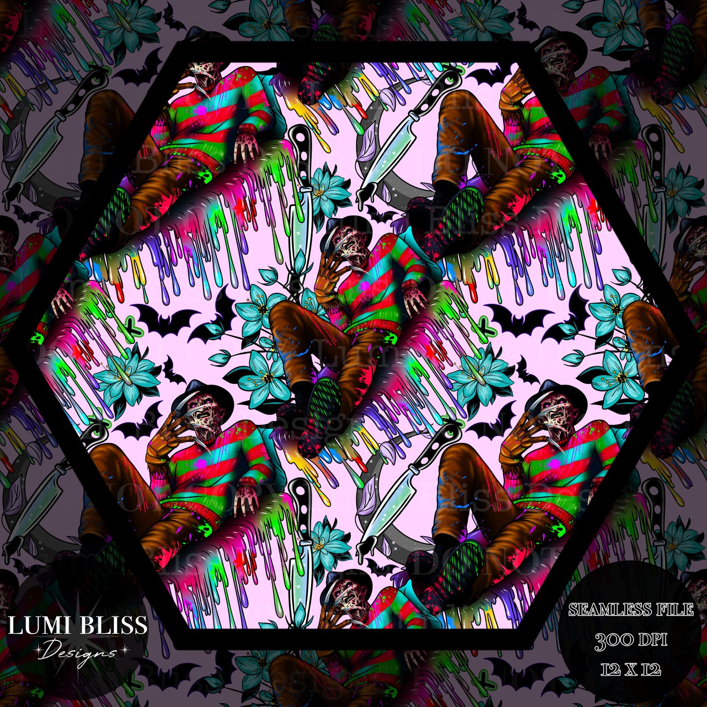 Horror Floral Freddy Seamless